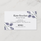 Eleganter Rustikaler Minimal Grüne Massage Therapi Visitenkarte (Rückseite)