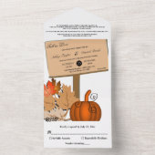 Eleganter rustikaler Pumpkin Herbst verlässt Hochz All In One Einladung (Innen Boden)