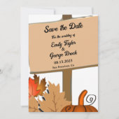 Eleganter rustikaler Pumpkin Herbst verlässt Hochz Save The Date (Vorderseite)