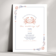 Eleganter Rustikaler Red & Blue Beach Wedding Crab