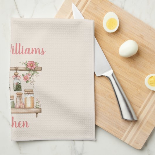 Eleganter rustikaler rosafarbener Blumengarten Geschirrtuch (Viertel Falte)