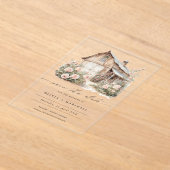Eleganter rustikaler Scheunen- Save-the-Date Acryleinladungen (Ablage )