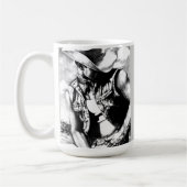 Eleganter, rustikaler Schwarz & Weiß Sketch Cowboy Kaffeetasse (Links)