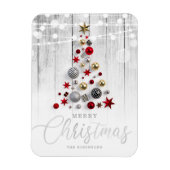 Eleganter Rustikaler Silberner Weihnachtsbaum Magnet (Vertikal)