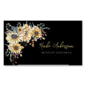 Eleganter rustikaler Sonnenblumen Eukalyptus Magnetische Visitenkarte (Vorderseite)