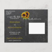 Eleganter rustikaler Sonnenblumenfall rette Hochze Ankündigungspostkarte (Rückseite)