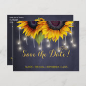 Eleganter rustikaler Sonnenblumenfall rette Hochze Ankündigungspostkarte (Vorne/Hinten)