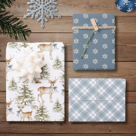 Eleganter Rustikaler Staubblauer Weihnachten Geschenkpapier Set