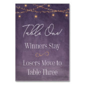 Eleganter rustikaler Tee Beleuchtung Lila Bunco Ti Tischnummer (Vorderseite)