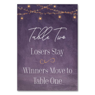 Eleganter rustikaler Tee Lights Lila Bunco Tische  Tischnummer