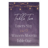 Eleganter rustikaler Tee Lights Lila Bunco Tische  Tischnummer (Rückseite)