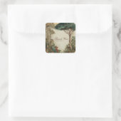 Eleganter Rustikaler Wald Baum Goldrahmen Botanisc Quadratischer Aufkleber (Tasche)