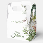 Eleganter Rustikaler Wald Blätter Kalligrafie Gefä Geschenkschachtel (Geöffnet)