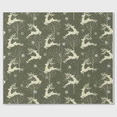 Eleganter Rustikaler Wald Jumping Rentier Weihnach Geschenkpapier (Flach)