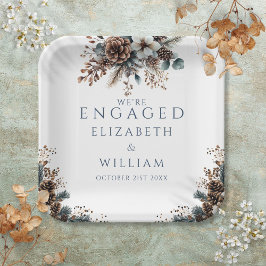 Eleganter Rustikaler Wald Pinecones Engagement Par Pappteller