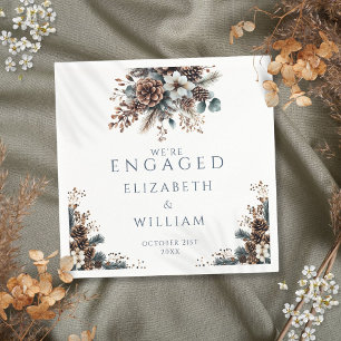 Eleganter Rustikaler Wald Pinecones Engagement Par Serviette