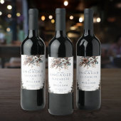 Eleganter Rustikaler Wald Pinecones Engagement Par Weinetikett