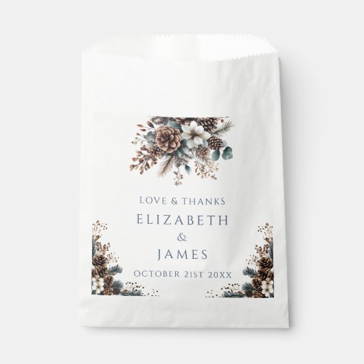 Eleganter Rustikaler Wald Pinecones Hochzeit Geschenktütchen (Vorderseite)
