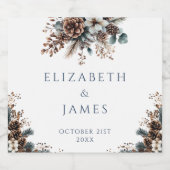 Eleganter Rustikaler Wald Pinecones Hochzeit Schaumweinetikett (Einzelnes Label)