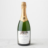 Eleganter Rustikaler Wald Pinecones Hochzeit Schaumweinetikett (Vorderseite)