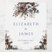 Eleganter Rustikaler Wald Pinecones Hochzeit Weinetikett (Einzelnes Label)