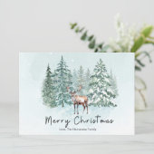 Eleganter Rustikaler Wald Waldhirsch Feiertagskarte (Stehend Vorderseite)