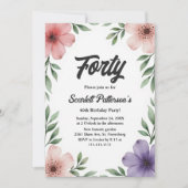 Eleganter Rustikaler Wasserfarben, Blütenfarben, 4 Einladung (Vorderseite)