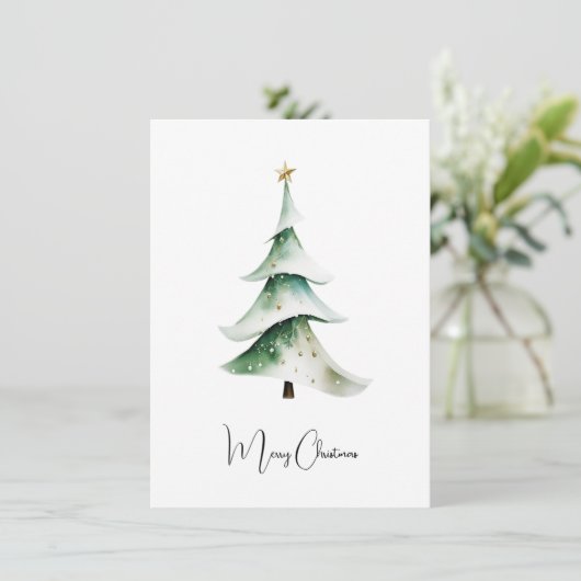 Eleganter Rustikaler Weihnachtsbaum Feiertagskarte (Stehend Vorderseite)