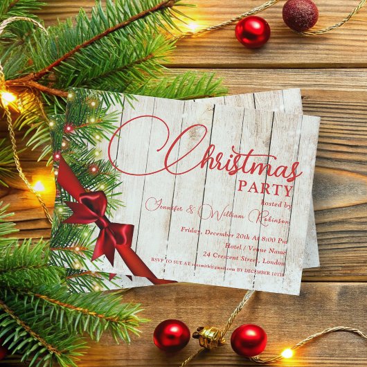 Eleganter Rustikaler Weihnachtsfeiertag Einladung