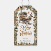 Eleganter rustikaler Weihnachtsmann Rentier und Sc Geschenkanhänger (Vorderseite)