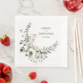 Eleganter rustikaler Weißer Anemone Blush Rose Euk Serviette (Beispiel)