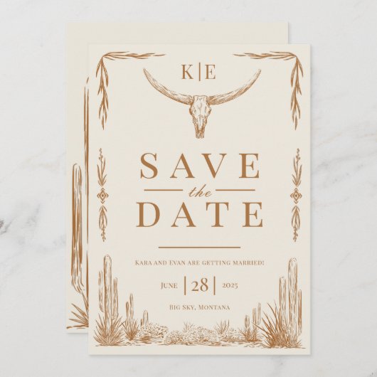 Eleganter rustikaler Western Hochzeit rettet das D Einladung (Vorne/Hinten)