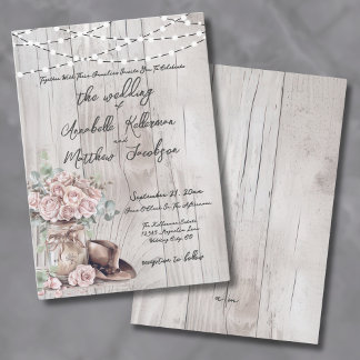 Eleganter rustikaler Western mit Holzsaitenbäumen Einladung