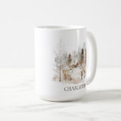 Eleganter rustikaler Winterwaldhirsch Kaffeetasse (VorderseiteRechts)