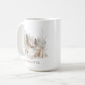 Eleganter rustikaler Winterwaldhirsch Kaffeetasse (Vorderseite Links)