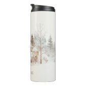 Eleganter rustikaler Winterwaldhirsch Thermosbecher (Nach rechts gedreht)