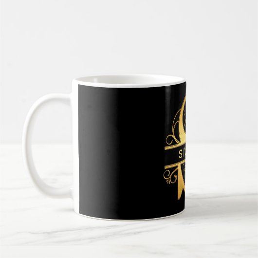 Eleganter "S" Monogram Personalisiert Name Black G Kaffeetasse (Links)