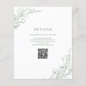 Eleganter Sage Green Floral Wreath QR Code Hochzei (Rückseite)