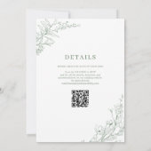 Eleganter Sage Green Floral Wreath QR Code Hochzei Einladung (Rückseite)