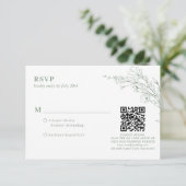 Eleganter Sage Green Floral Wreath QR Code Hochzei RSVP Karte (Stehend Vorderseite)
