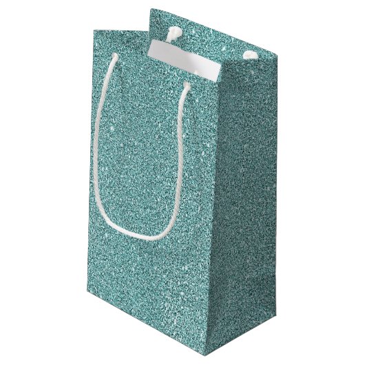 Eleganter Sage Green Funkelnd Glitzer Look Kleine Geschenktüte (Rückseite Schrägansicht)