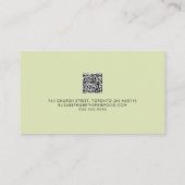Eleganter Sage Green Luxury Script QR CODE Visitenkarte (Rückseite)