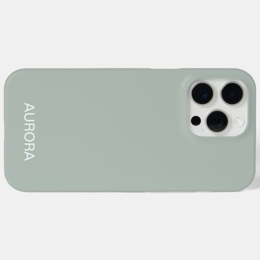 Eleganter Sage Green Personalisiert Name - Case-Mate iPhone Hülle (Rückseite (Horizontal))