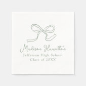 Eleganter Sage Green Vintag Bow Abschluss Serviette (Vorderseite)