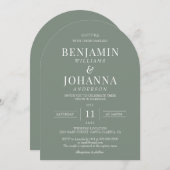 Eleganter Sage Green Wedding Arch Einladung (Vorne/Hinten)
