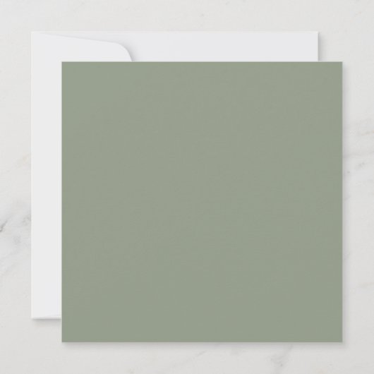 Eleganter Sage Green & White Script Wedding Square Einladung (Rückseite)