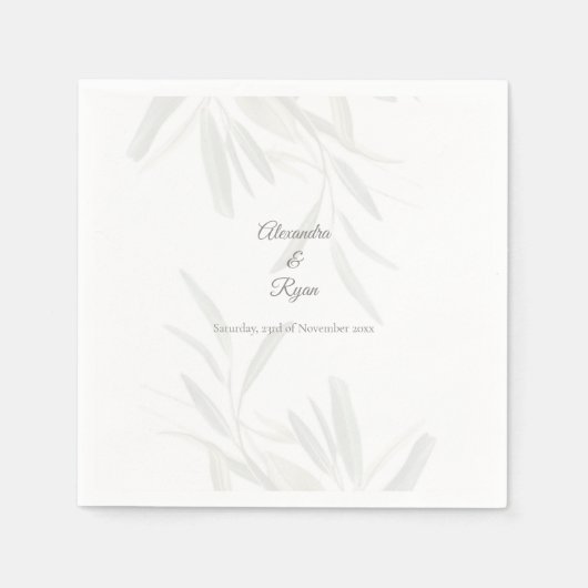 Eleganter Sage Grüner Botanischer Cocktail Serviette (Vorderseite)