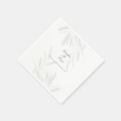 Eleganter Sage Grüner Botanischer Cocktail Serviette (Ecke)