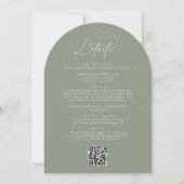 Eleganter Salbei-Grüner QR-Code All-in-One-Bogen-H Einladung (Rückseite)