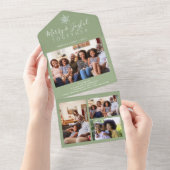 Eleganter Salbei minimaler Foto Collage Urlaub All In One Einladung (Abreißen)